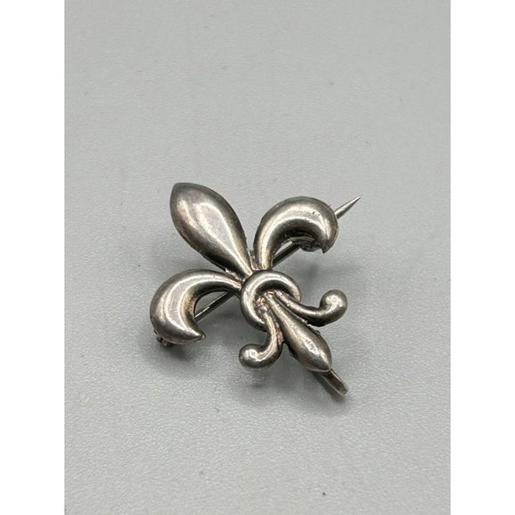 Vintage Sterling Silver Fleur De Lis Pocket Watch Holder Pin Brooch - Picture 2 of 7